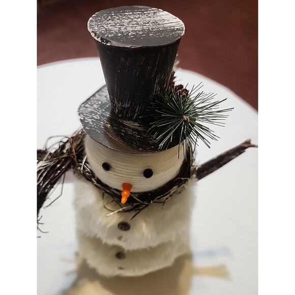 Holiday Cozy Collection Snowman Tabletop Decor Scarf of Branches Twig Arms 13" - Picture 5 of 9